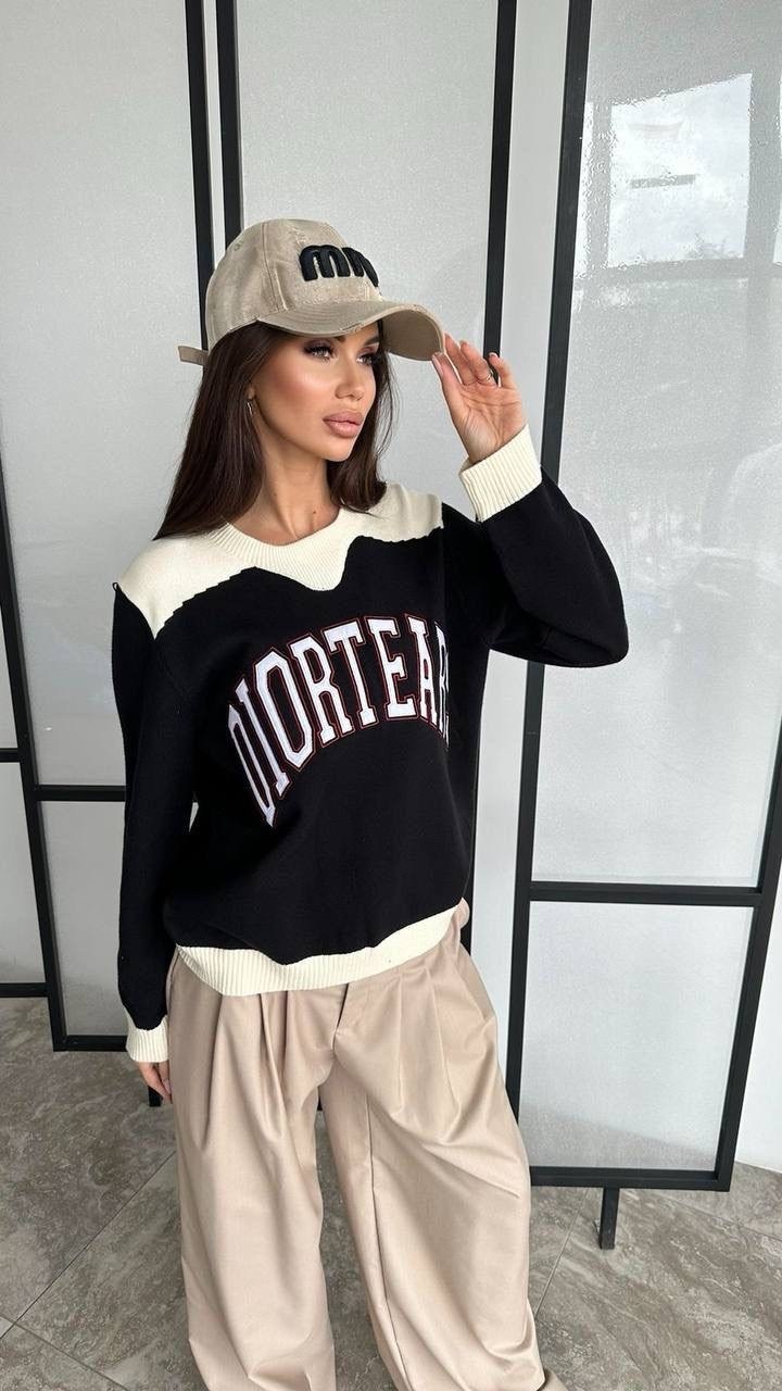 свитер оверсайз вязаный с принтом moscow tommy,свитер оверсайз вязаный с принтом moscow n&d underwear,свитер оверсайз,свитер женский вязаный оверсайз с принтом moscow,женская кофта