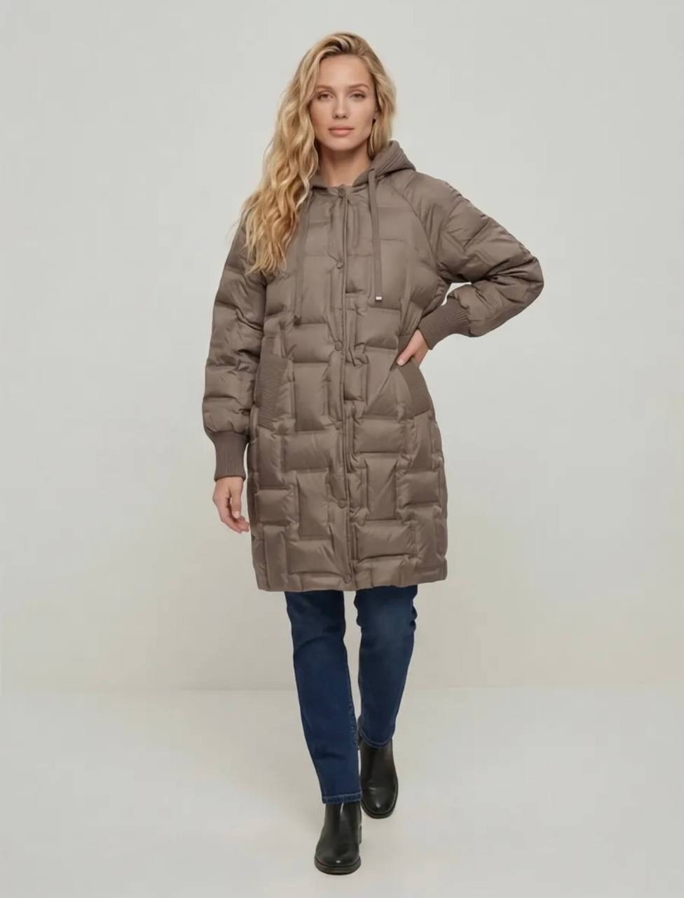 пуховик свободного кроя b.young черный,пуховик женский,пуховик стеганый удлиненный с капюшоном befree цвет черный,пальто пуховик,пуховик