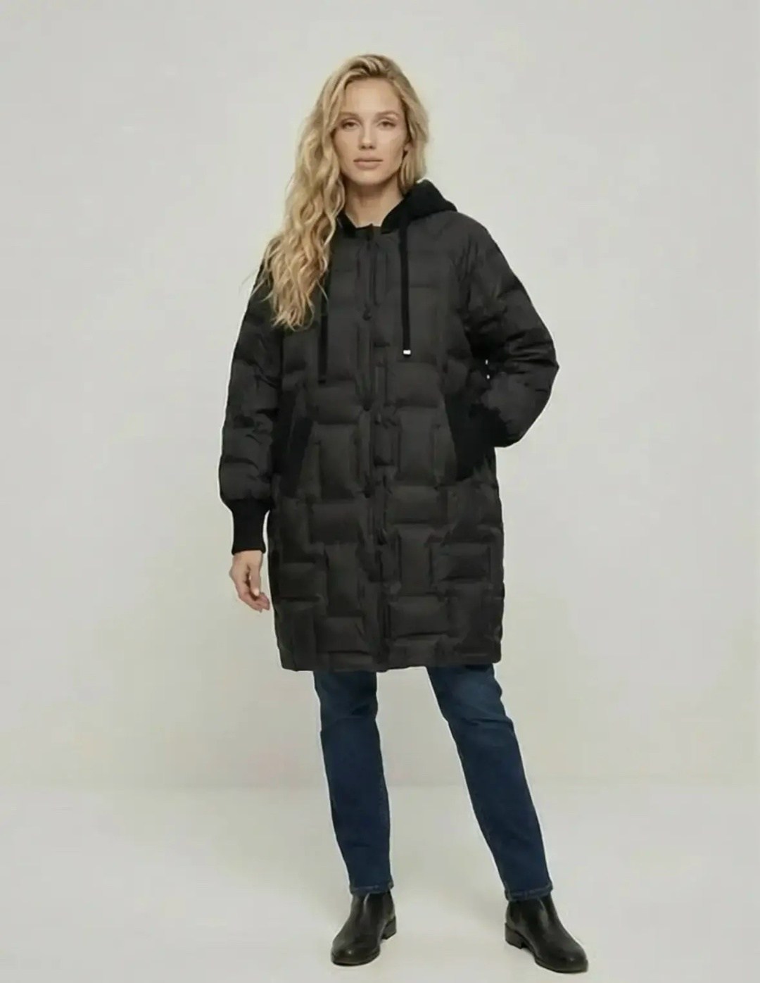 пуховик-оверсайз с капюшоном (арт. baon b001876),пуховик-оверсайз с капюшоном baon b001876,пуховик хаки женский,пуховик,женский пуховик