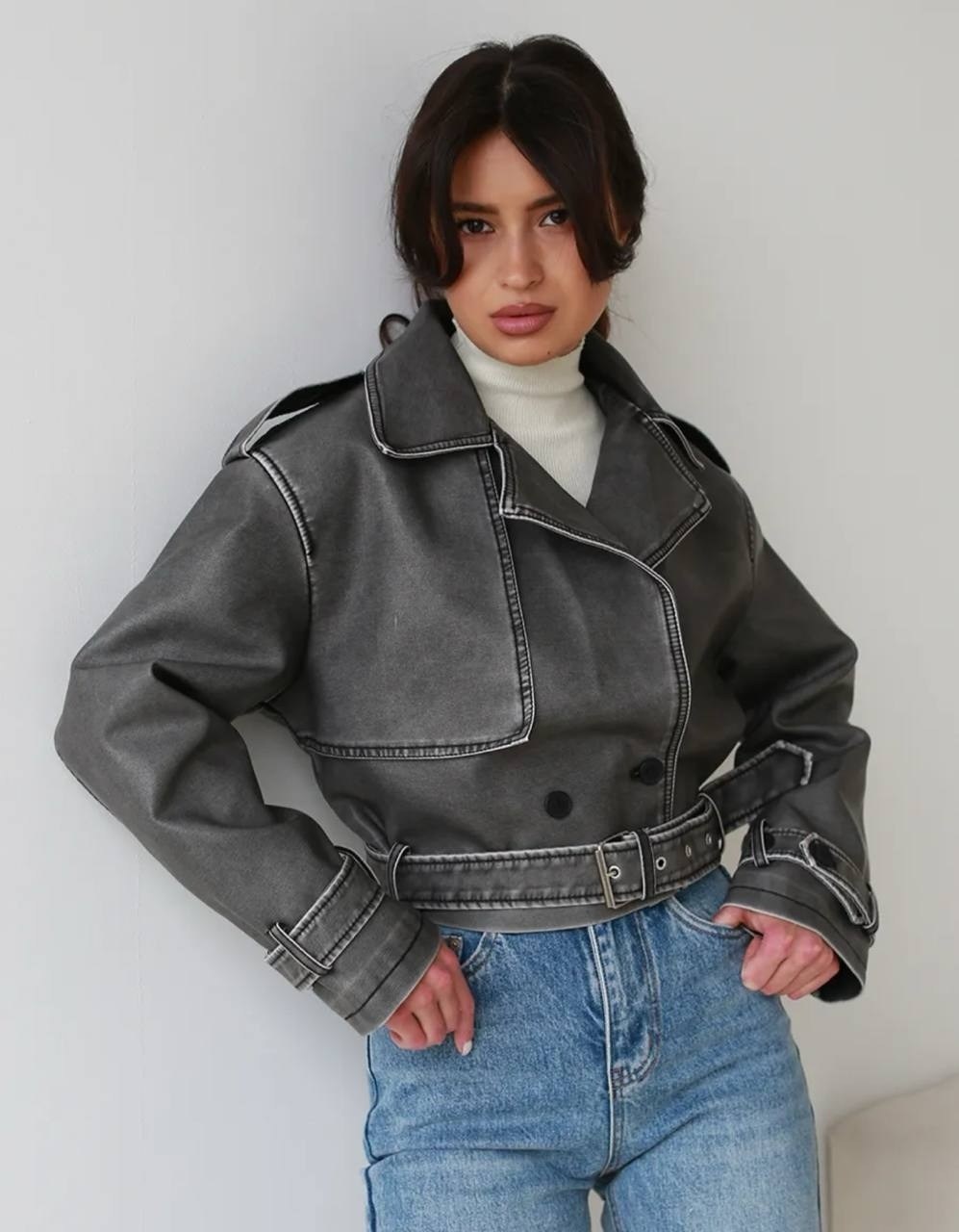 косуха серая винтажная куртка кожаная оверсайз,женская куртка,косуха куртка,кожаная куртка женская оверсайз,куртка кожаная