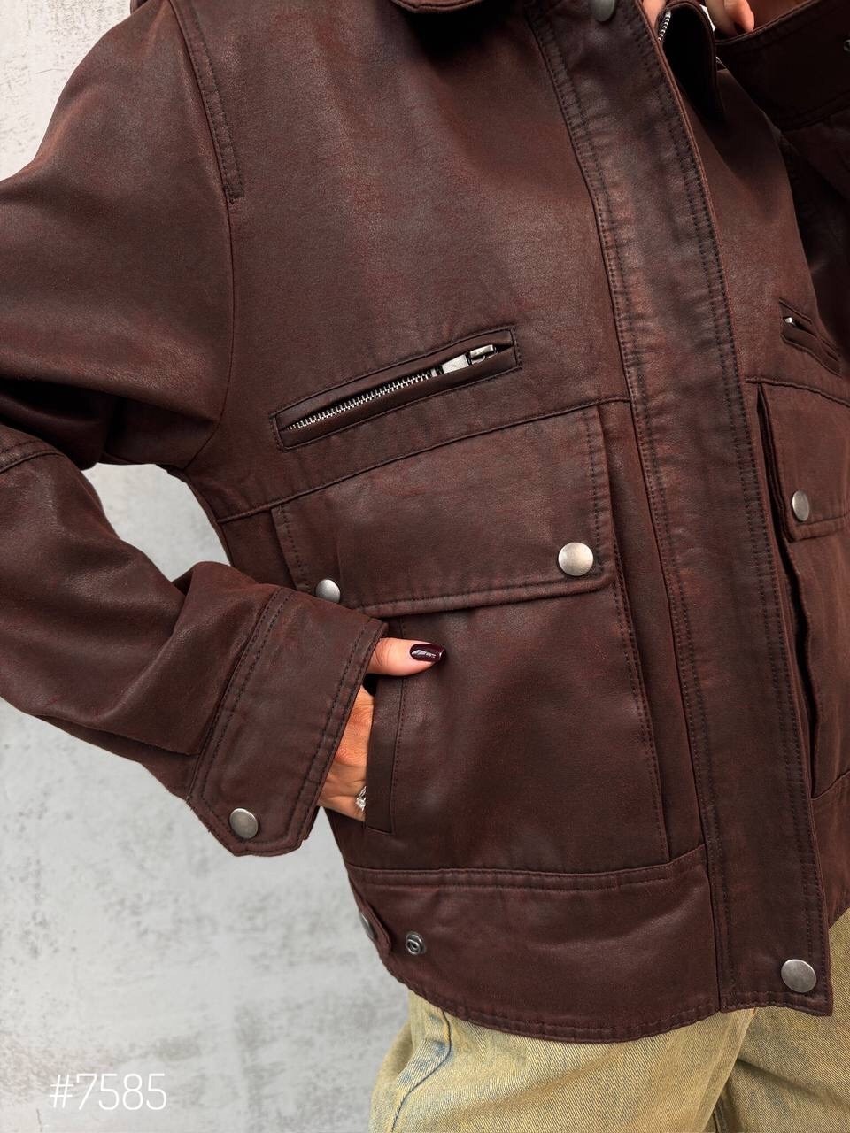 куртка бомбер оверсайз кожаная c&c fashion,кожаная куртка,куртка из экокожи,кожаная куртка женская коричневая,куртка кожаная женская