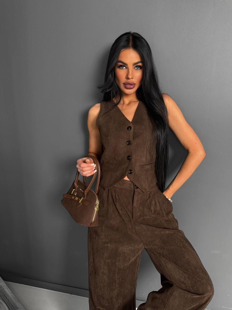 костюм брючный вельветовый с жилеткой 399brn,женский костюм с брюками вельветовый с жилеткой 399brn (коричневый),костюм брючный вельветовый с жилеткой,женский брючный костюм