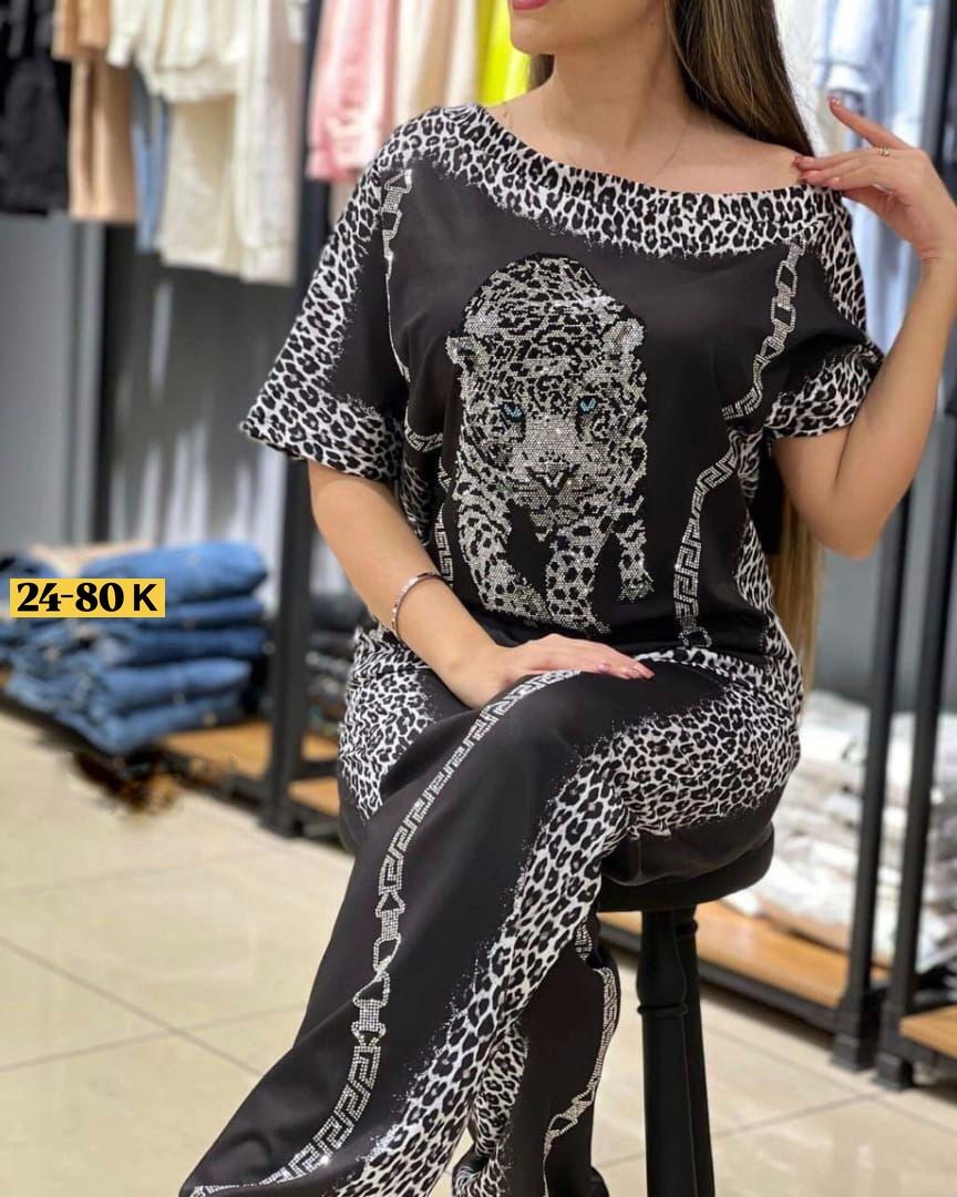 костюм двойка женская,костюм со стразами,женские костюмы,костюм трикотажный женский,костюм женский двойка с леопардом