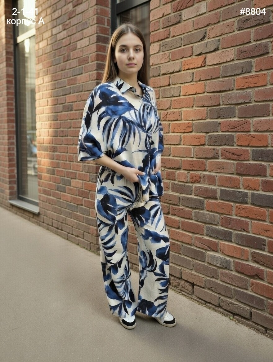 брючный костюм 6060п синий/бежевый,брючный костюм 6060п синий/бежевый разноцветный,костюм iva 6060п синий/бежевый,женский брючный костюм из вискозы,костюм с брюками