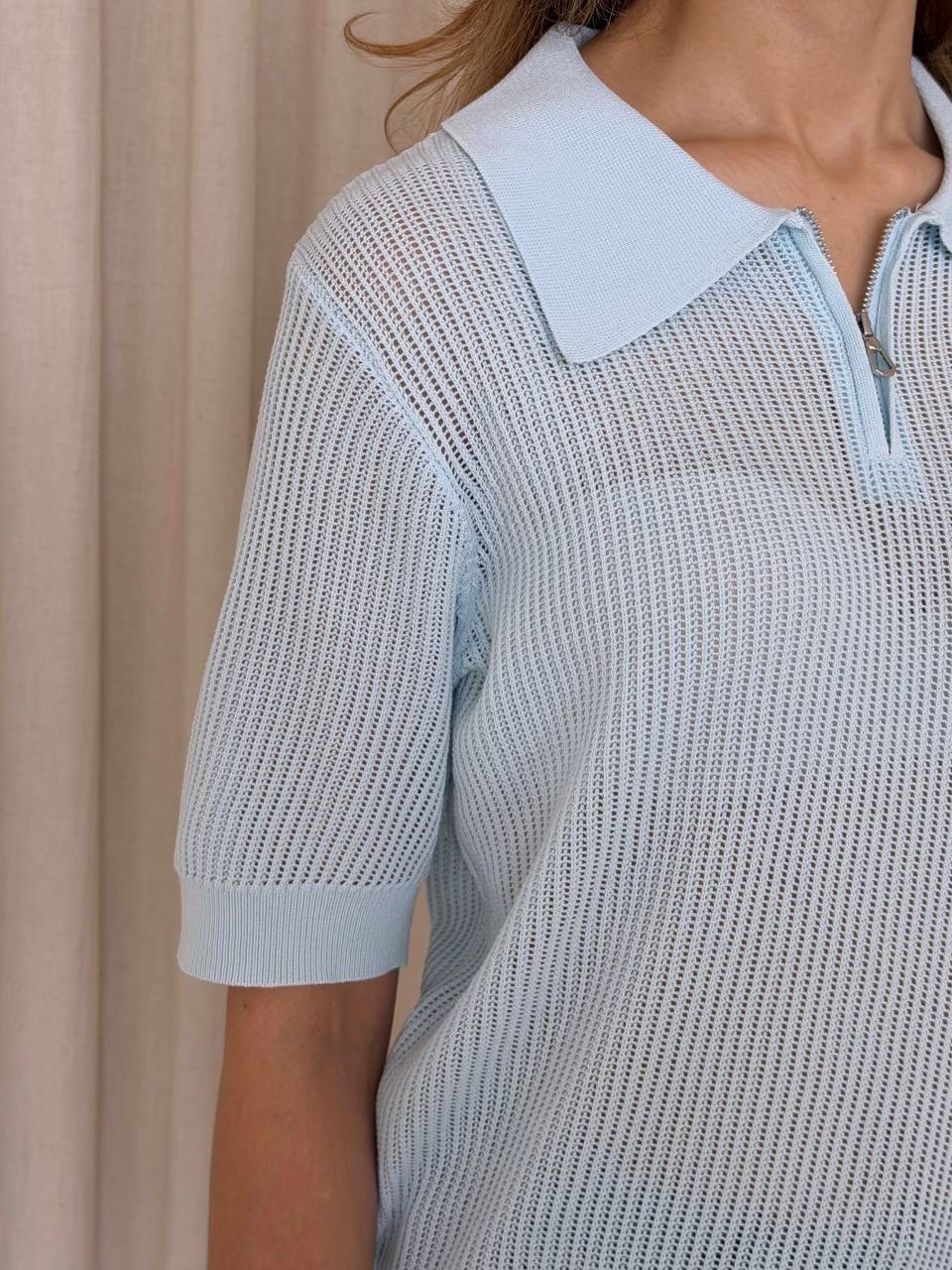 джемпер,джемпер женские,голубой джемпер,джемпер с воротником,джемпер кофт