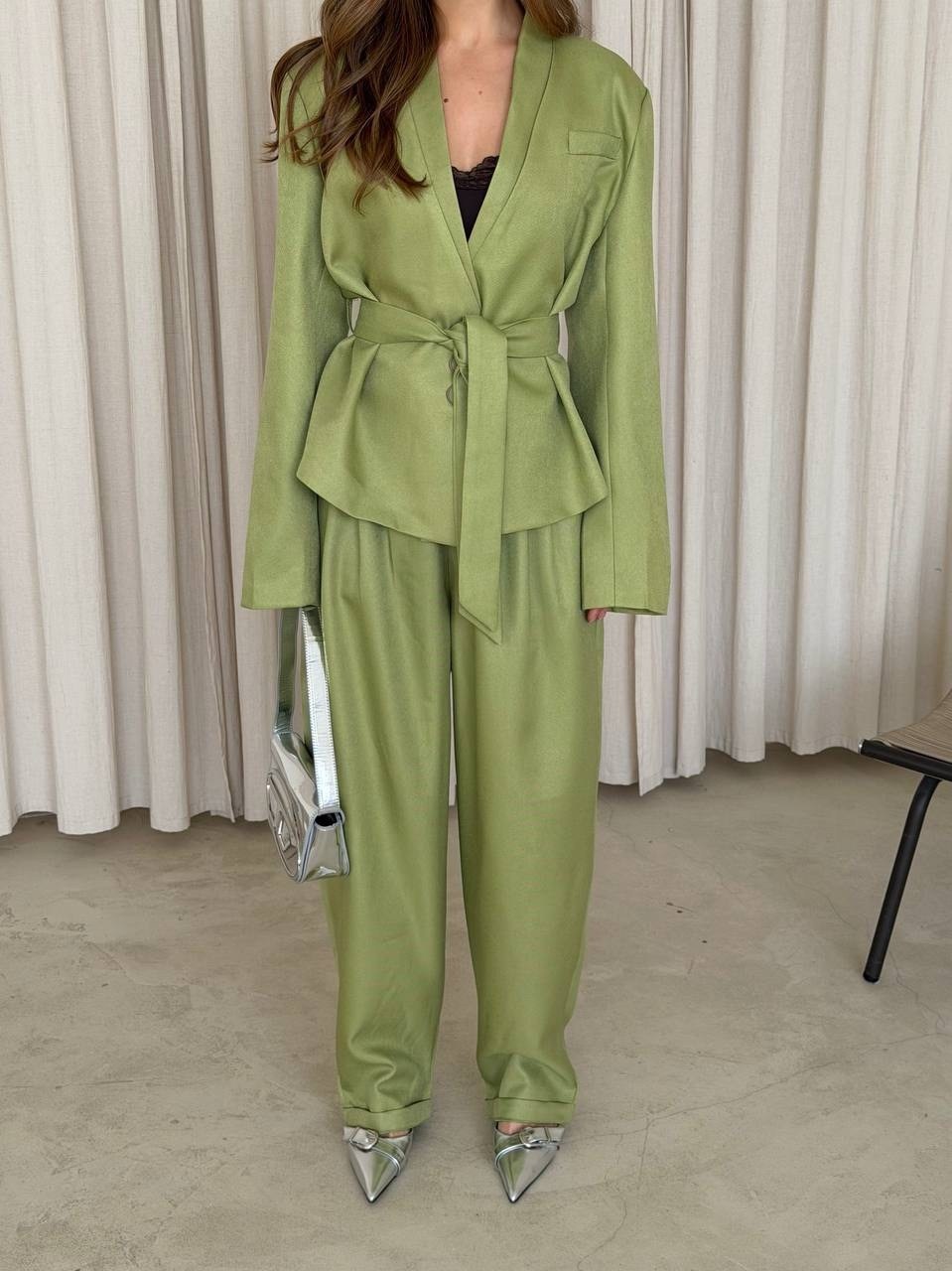 брючный костюм,брючные костюмы женские,оливковый костюм,комплект брючный