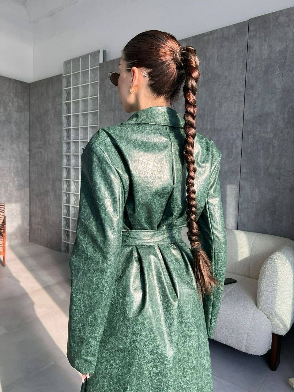 плащ женский,плащ зеленый,тренч из экокожи,плащ тренч кожаный,кожаные плащи