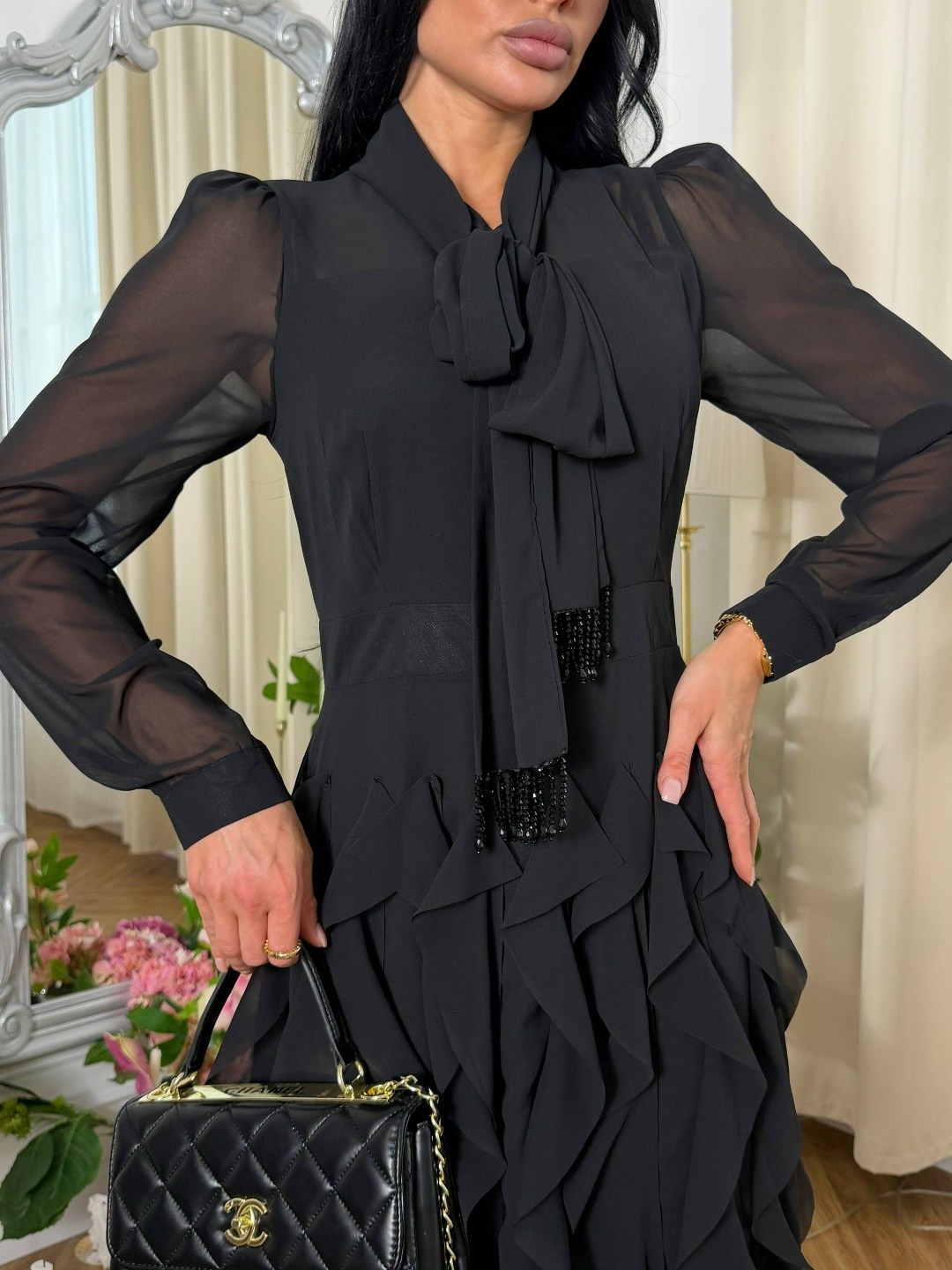 модное платье,платье,платье женская,шифоновое платье,платье черное