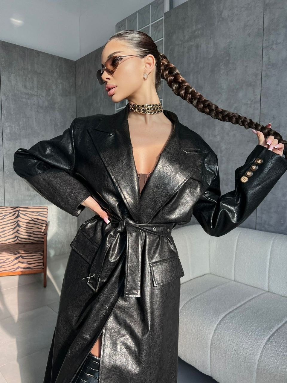 модное пальто,женский кожаный плащ,плащ зеленый,кожаный плащ,тренч плащ