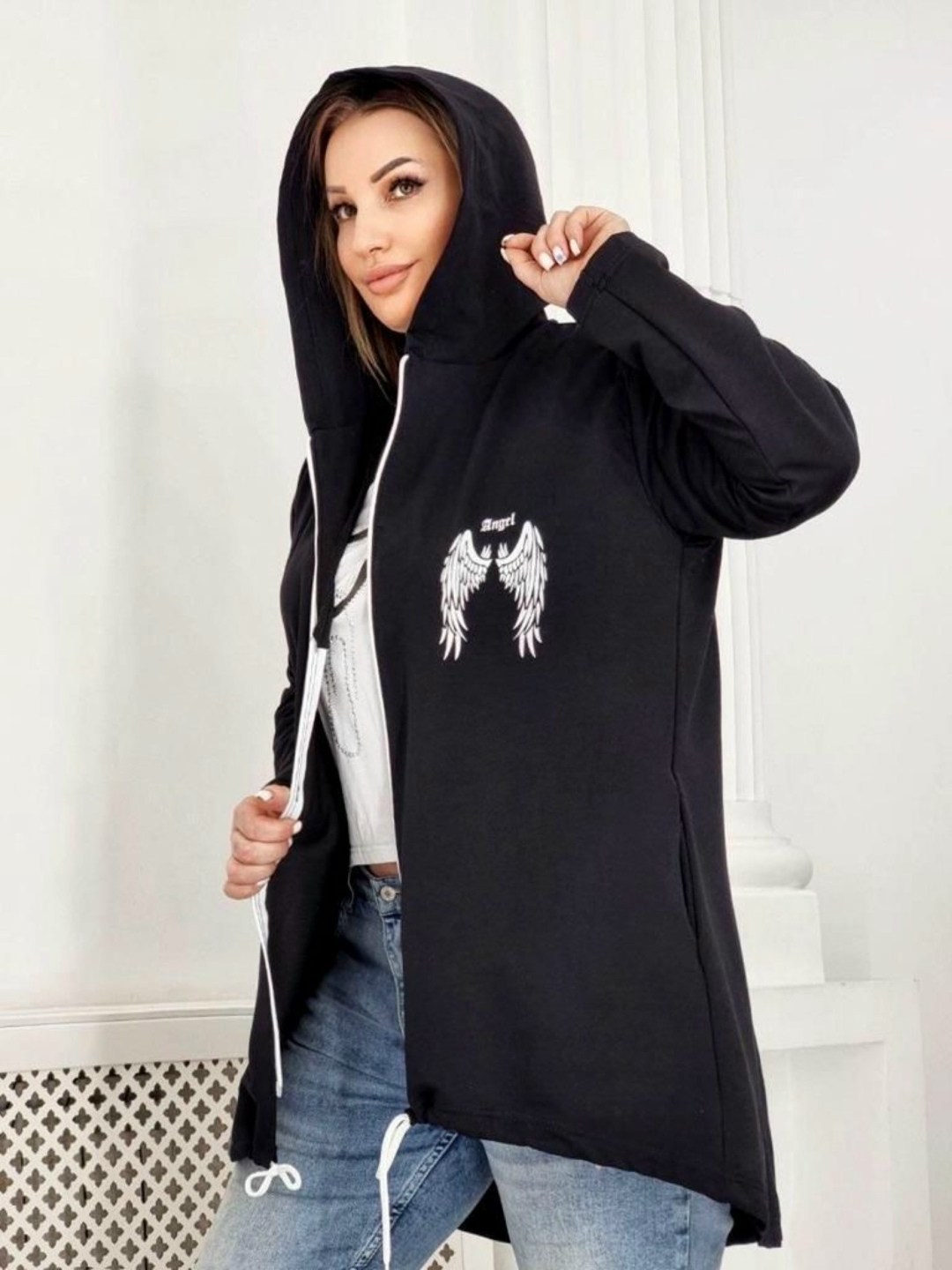 кардиган женский серый,кардиган с капюшоном удлиненный,кардиган женский с капюшоном,кардиган на молнии с капюшоном,кардиган женский