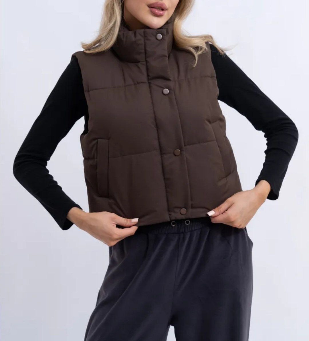 коричневая жилетка женская,жилетка женская,жилет коричневый женский,жилет женский,женские утепленные жилеты