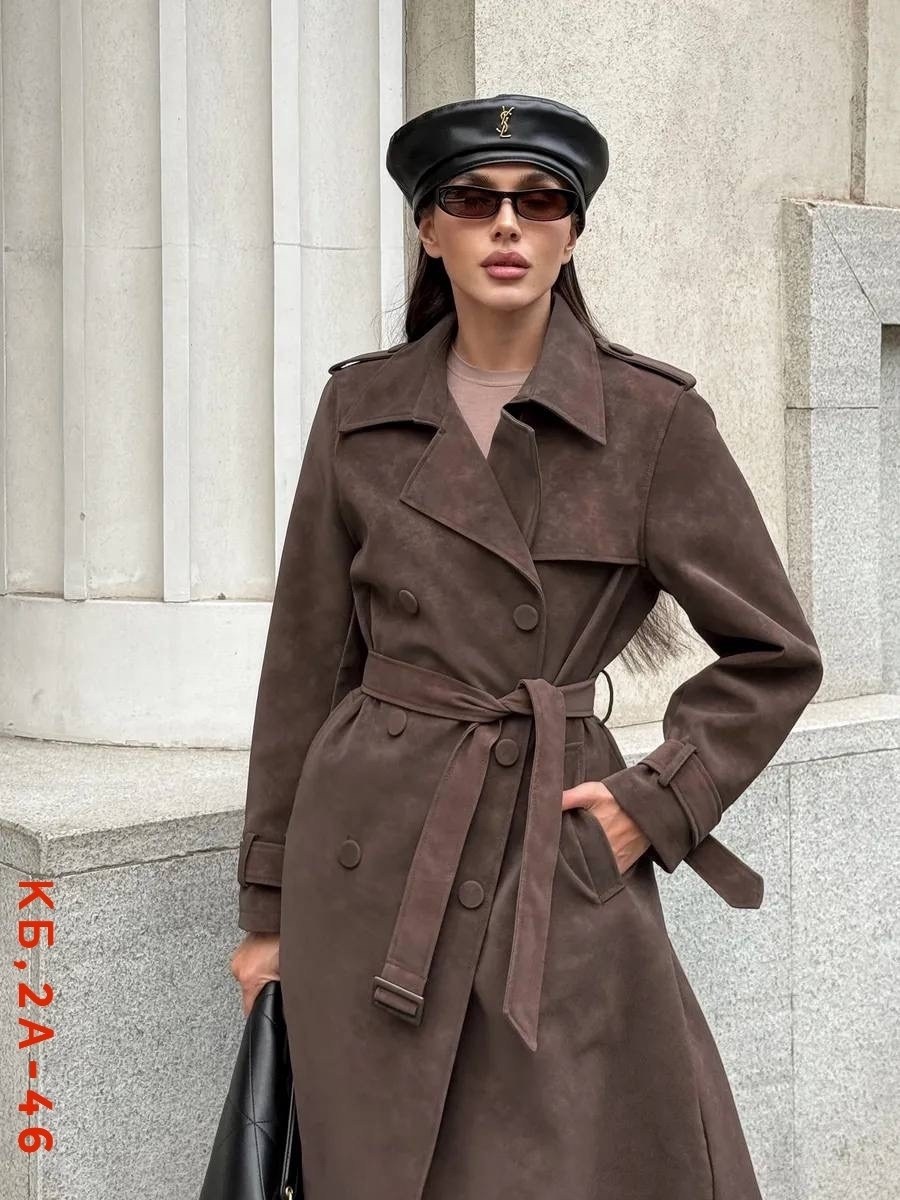 тренч замшевый длинный tinaria,плащ тренч,тренч пальто,тренч,замшевый тренч