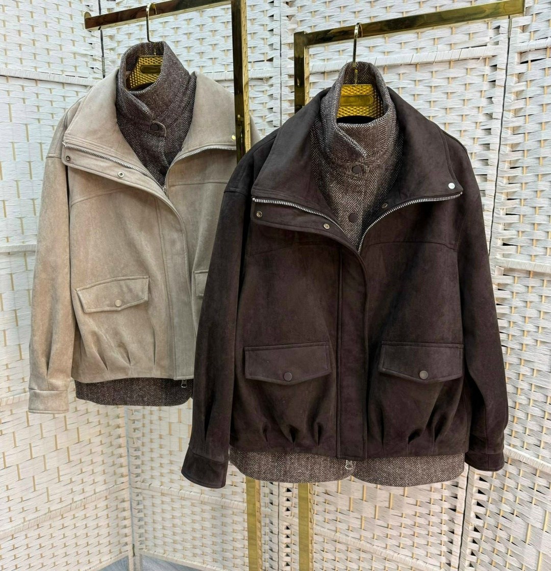 замшевая куртка,куртка из натуральной замши,куртка бомбер,бомбер укороченный оверсайз замшевый куртка рабочего тренд saint shine,трендовая модель куртки из натур. замши