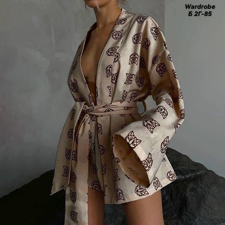 костюм кимоно с шортами женский,костюм в пижамном стиле шорты с разрезами и рубашка кимоно пижама женская двойка,шелковая пижама кимоно с шортами и халатом,костюм двойка с шортами и кимоно женский,жен