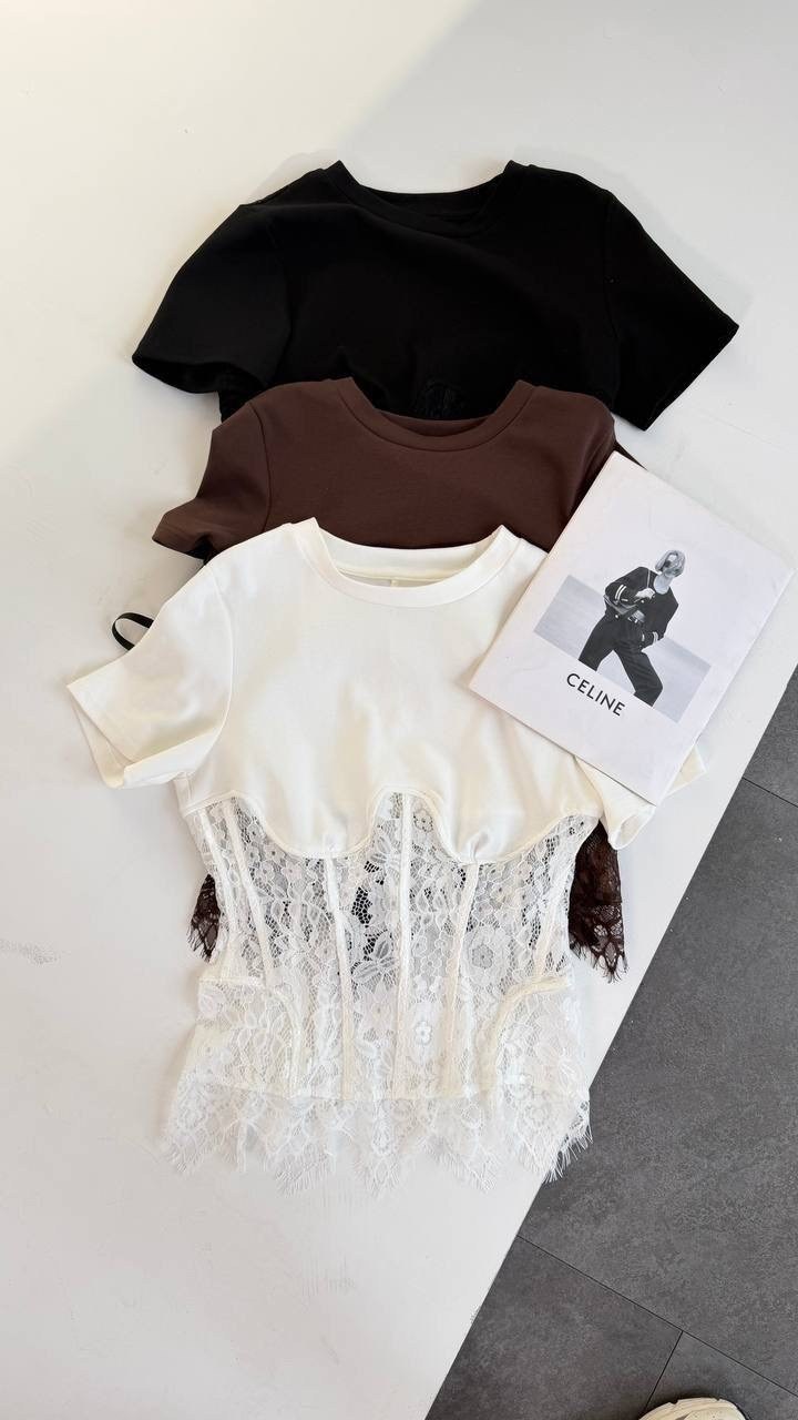 футболка с кружевами,simone rocha футболка с корсетной вставкой черный,футболка с кружевными вставками,блузка кружева,кружевная футболка