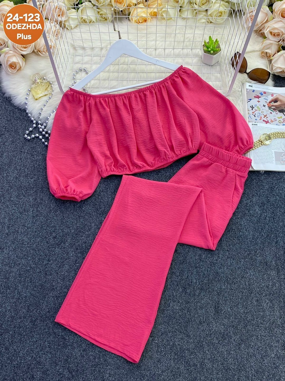 костюм с широкими брюками,брючный костюм с топом,костюм женский топ,костюм с брюками,женский костюм с брюками