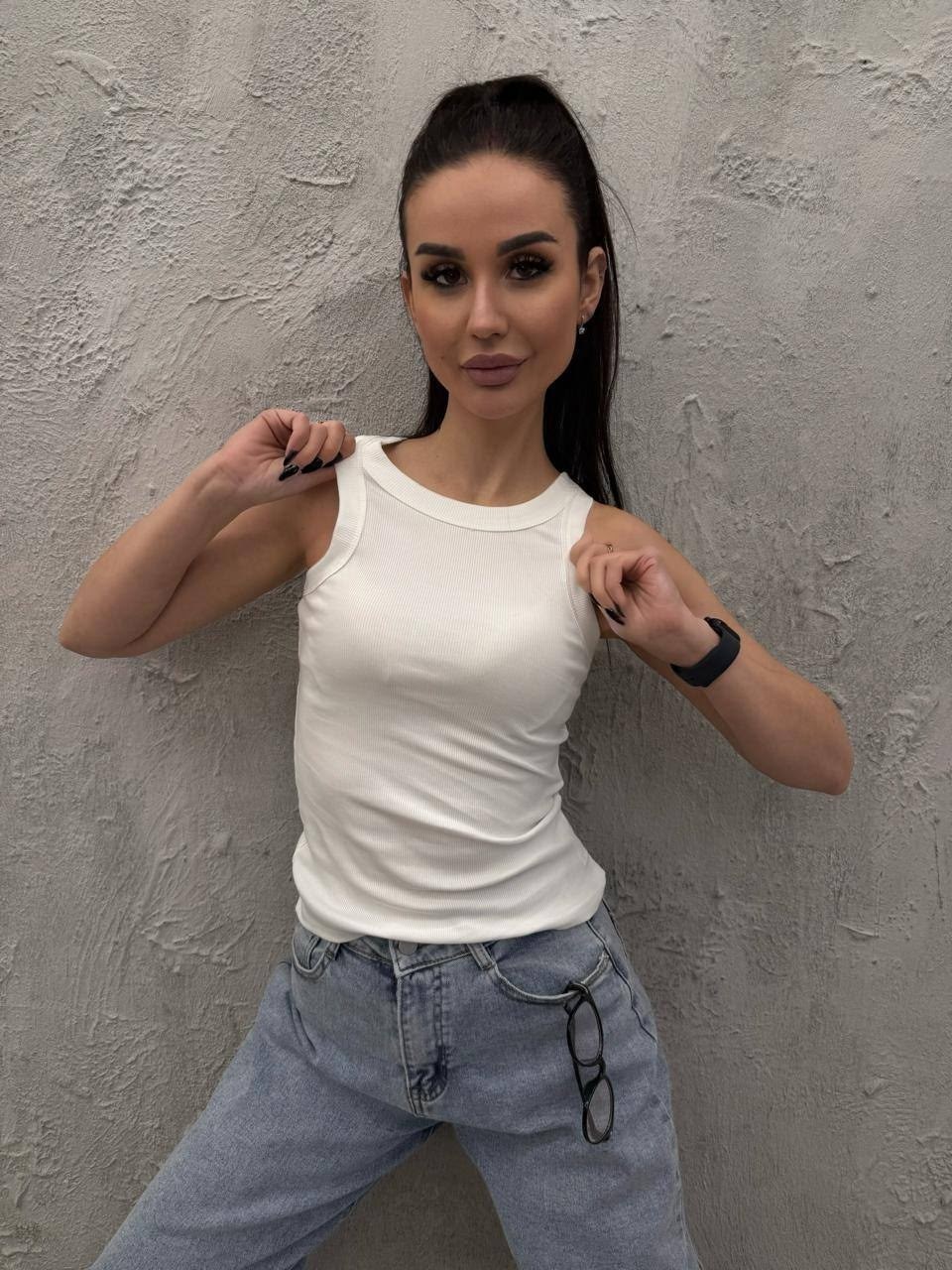 женская майка,топ женский,майка топ женская,женская однотонная майка в рубчик с круглым вырезом,кроп топ женский