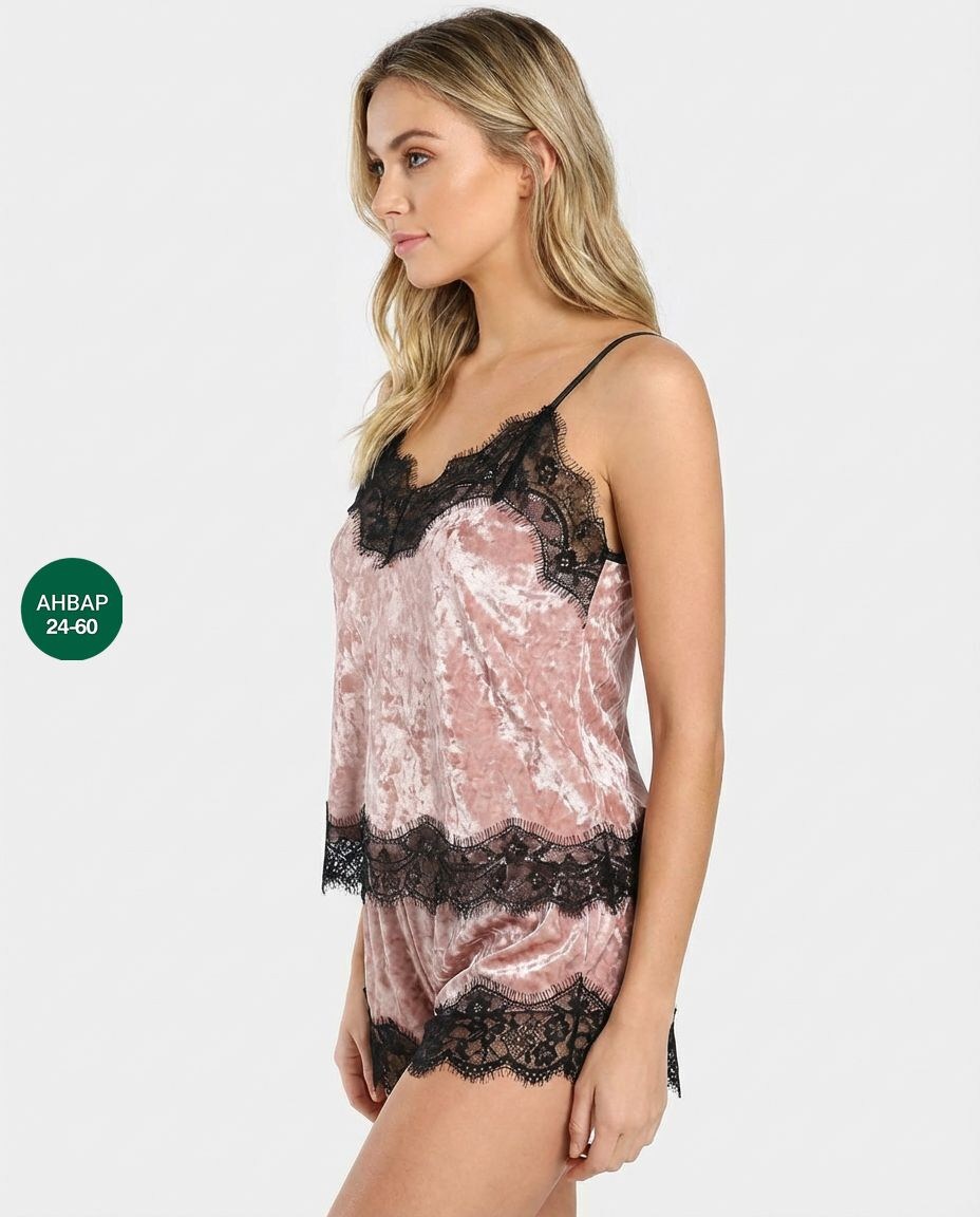 зеленая бархатная пижама,пижама женская кружевная,одежда для сна женская,пижама с шортами и топом велюровая кружевная,пижама из бархата