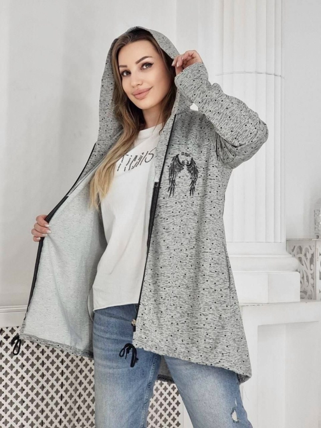 кардиган женский серый,кардиган с капюшоном удлиненный,кардиган женский с капюшоном,кардиган на молнии с капюшоном,кардиган женский
