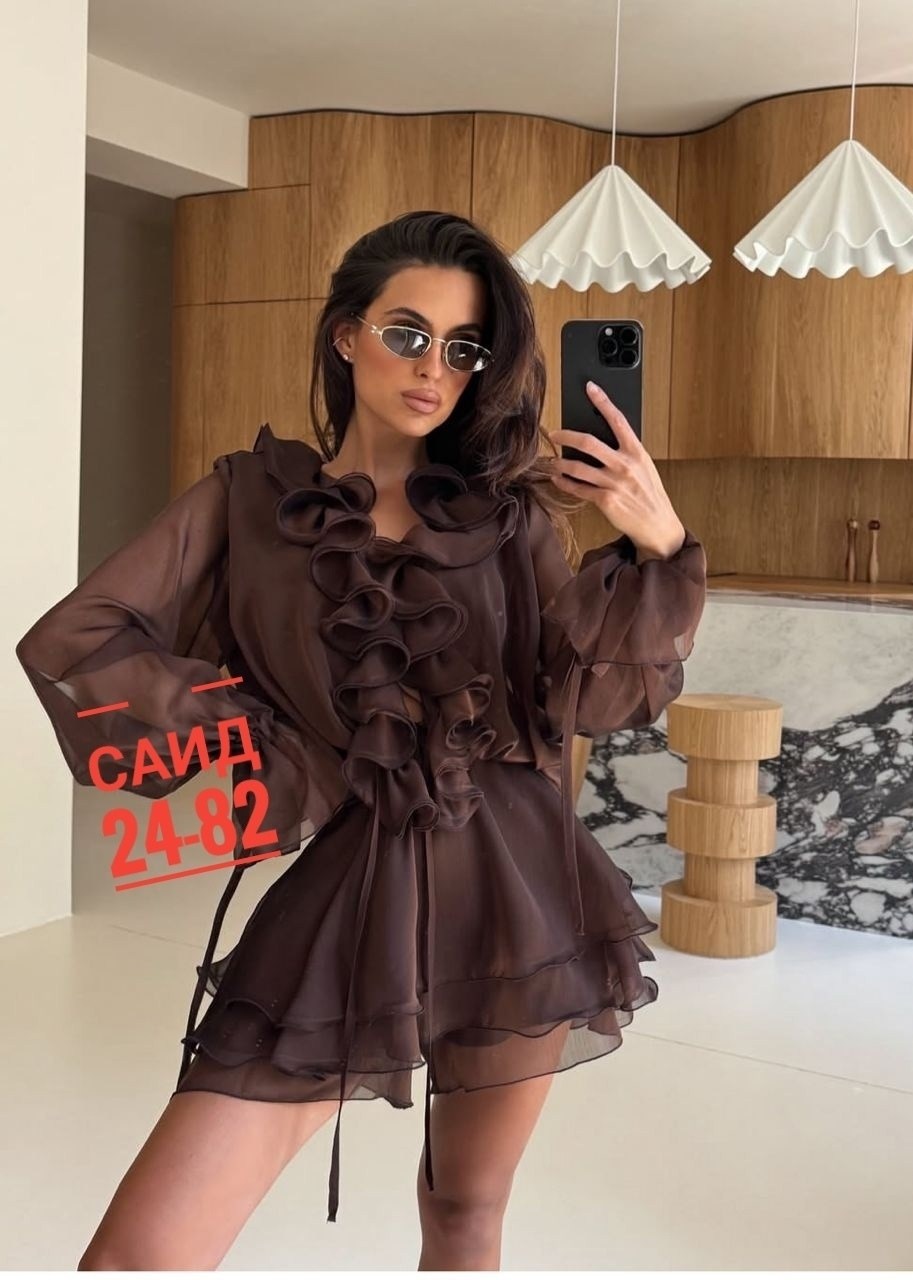 платье коричневое,шифоновое платье,платье,платье с рюшами,женское платье