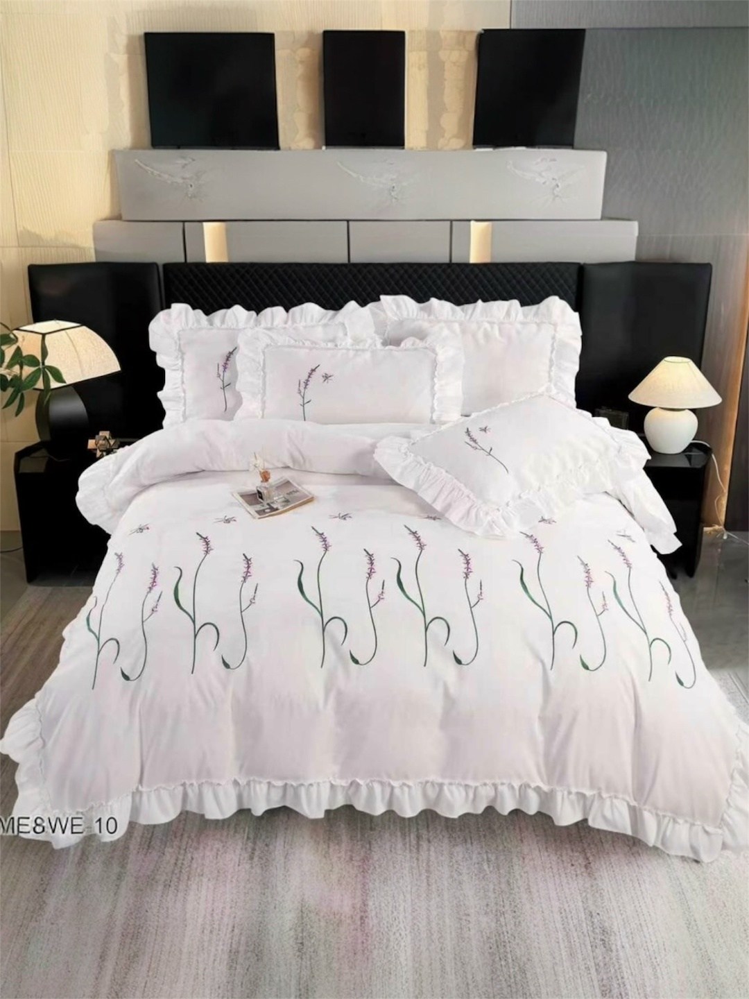 постельное белье с рюшами и вышивкой евро angelo custode,комплект постельного белья,постельное белье,комплект постельного белье евро,постельное белье с рюшами