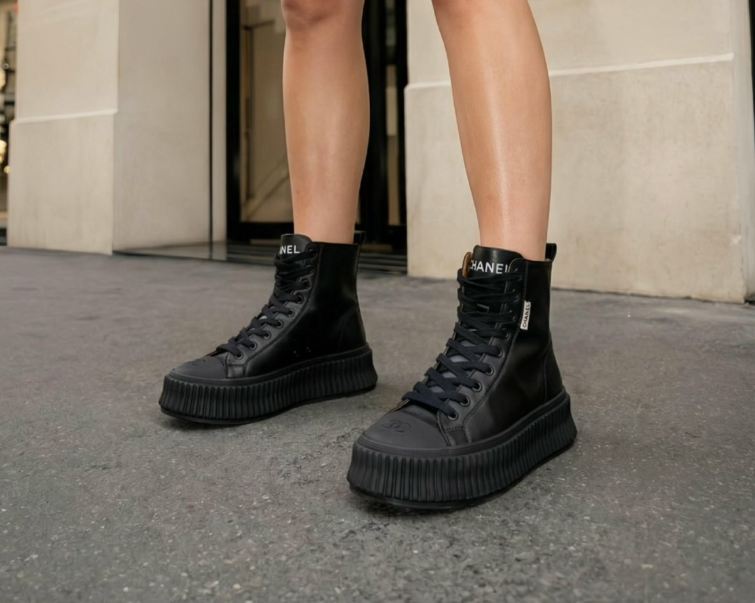 кеды женские высокие chanel черный,кеды chanel,,кеды шанель,кеды chanel зимние чёрные с белым