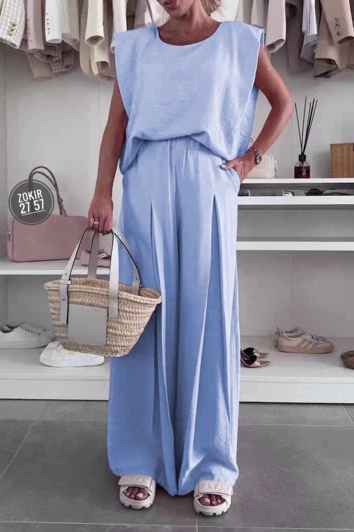 костюм с брюками,женский костюм с брюками,широкие брюки,костюм летний льняной с брюками палаццо и топом modero,летние костюмы