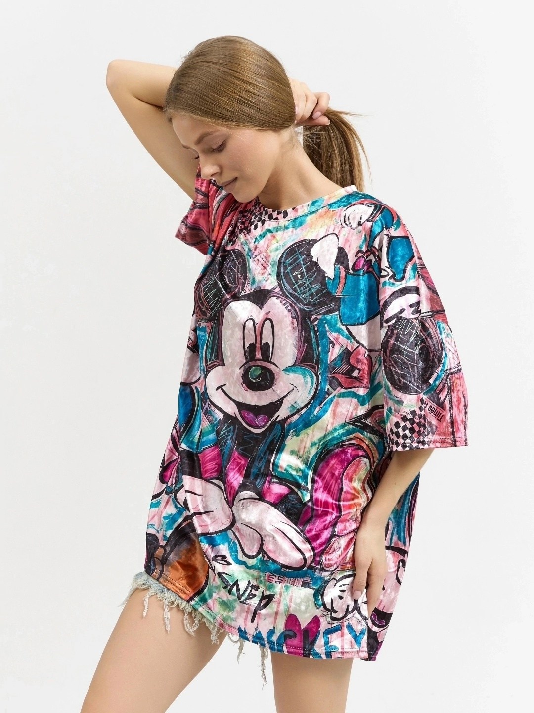 футболка оверсайз с принтом мики маус fashion lux,футболки женская оверсайз с принтом,футболка оверсайз с принтом длинная bona fide,футболки оверсайз с принтами,женская футболка