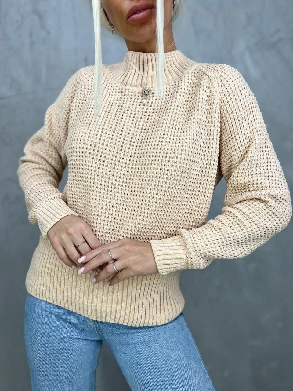 женский вязаный свитер,женский свитер,свитер оверсайз с горлом теплый вязаный sheva,вязаные свитера,кофта женская