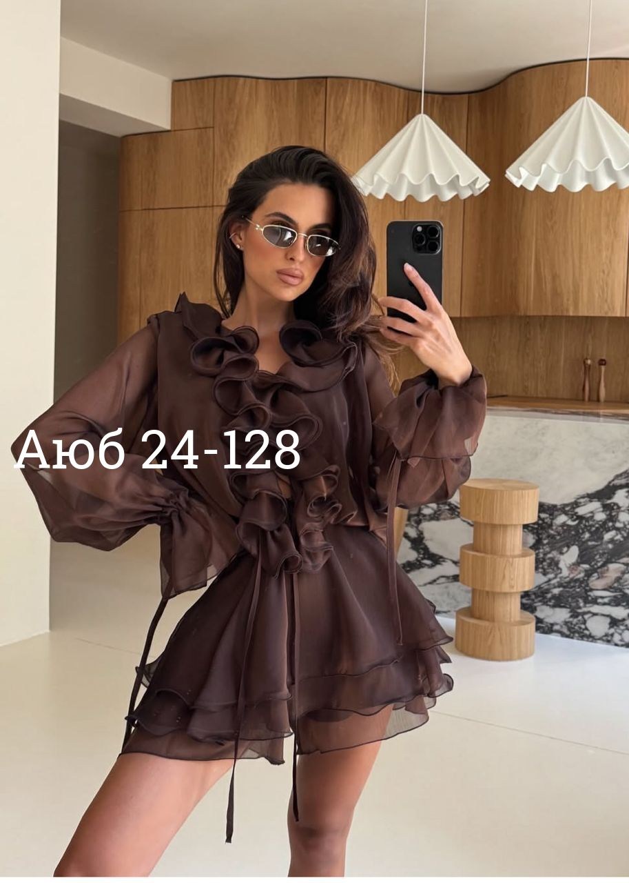 блузка с оборками,платье женское коричневое,платье с рюшами,женская блузка,коричневое платье