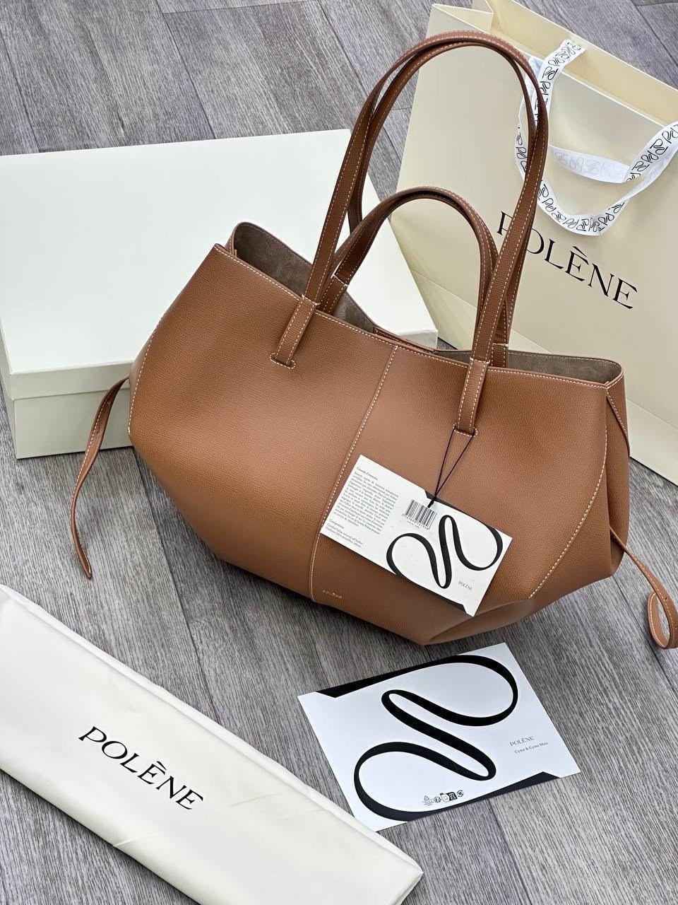 polene коричневая кожаная сумка тоут,polene коричневая кожаная сумка тоут для женщин,polene коричневая кожаная сумка тоут cyme для женщин,сумка,сумка polene
