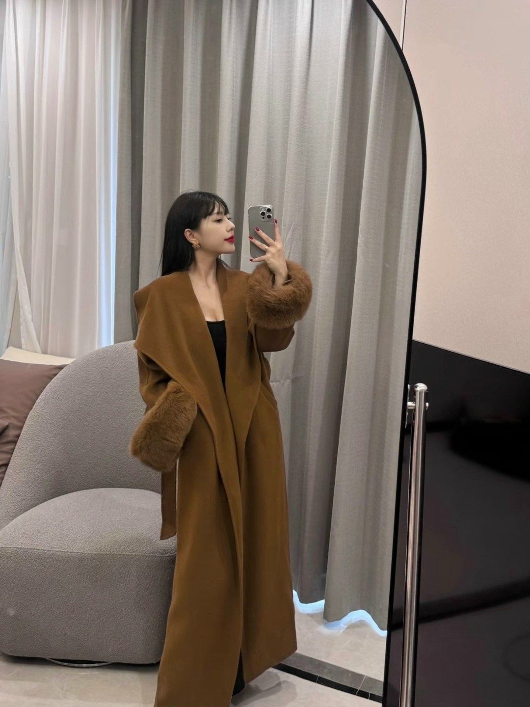 кашемировое пальто женское,длинное пальто из двустороннего кашемира и шерсти,двустороннее кашемировое пальто для женщин,женское шерстяное пальто,пальто с воротником