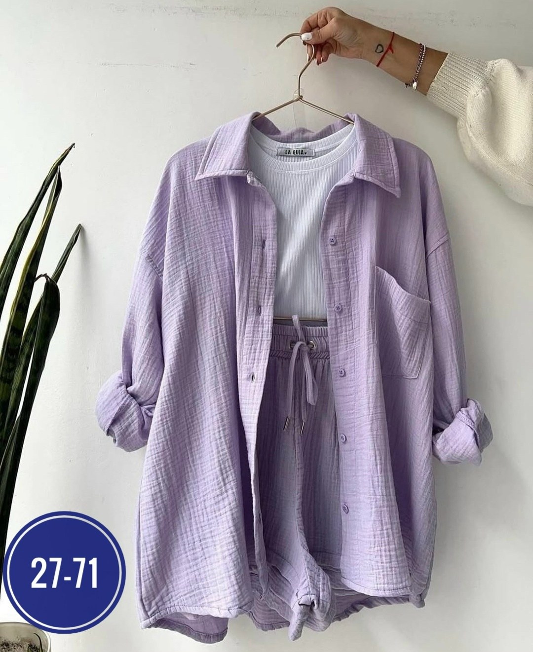 женский комплект из рубашки,костюм 2 в 1 с рубашкой и шортами муслин aisha comfort цвет сиреневый,костюм 2 в 1 с рубашкой и шортами муслин aisha comfort 241324072,женская рубашка,костюм женский из мус