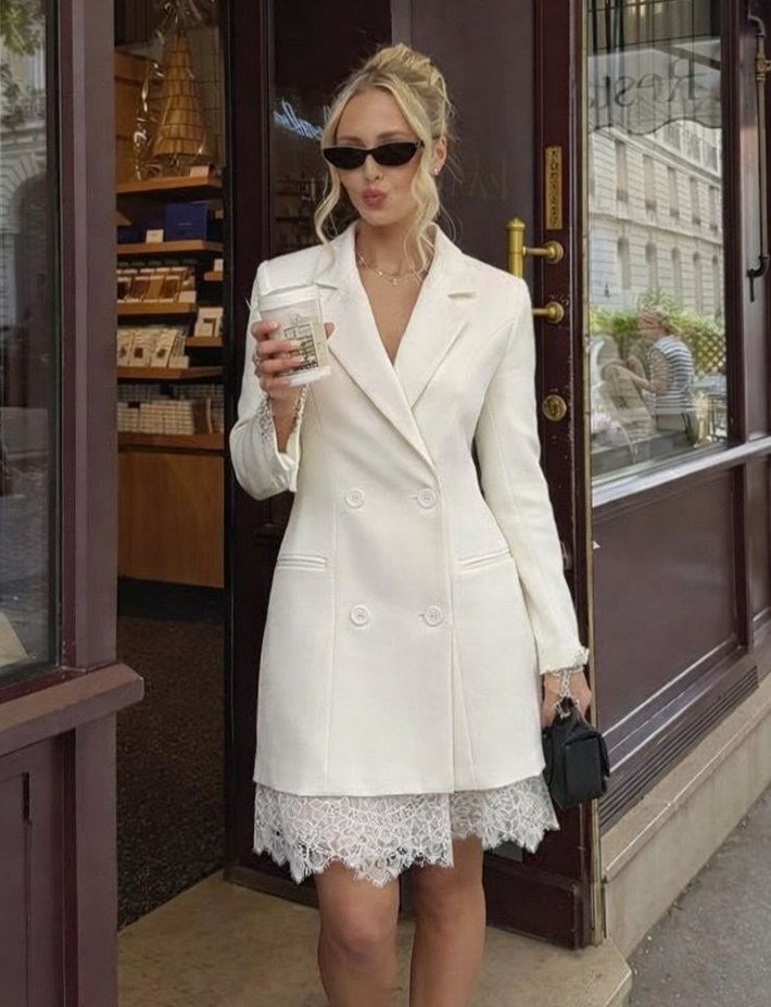 платье пиджак с кружевом,платье-пиджак,платье пиджак с кружевом внизу,пиджак с кружевом,платье жакет