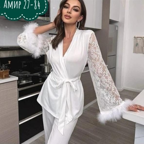костюм одежда для дома,шелковый халат,атласный халат,комплект пижама,женская пижама
