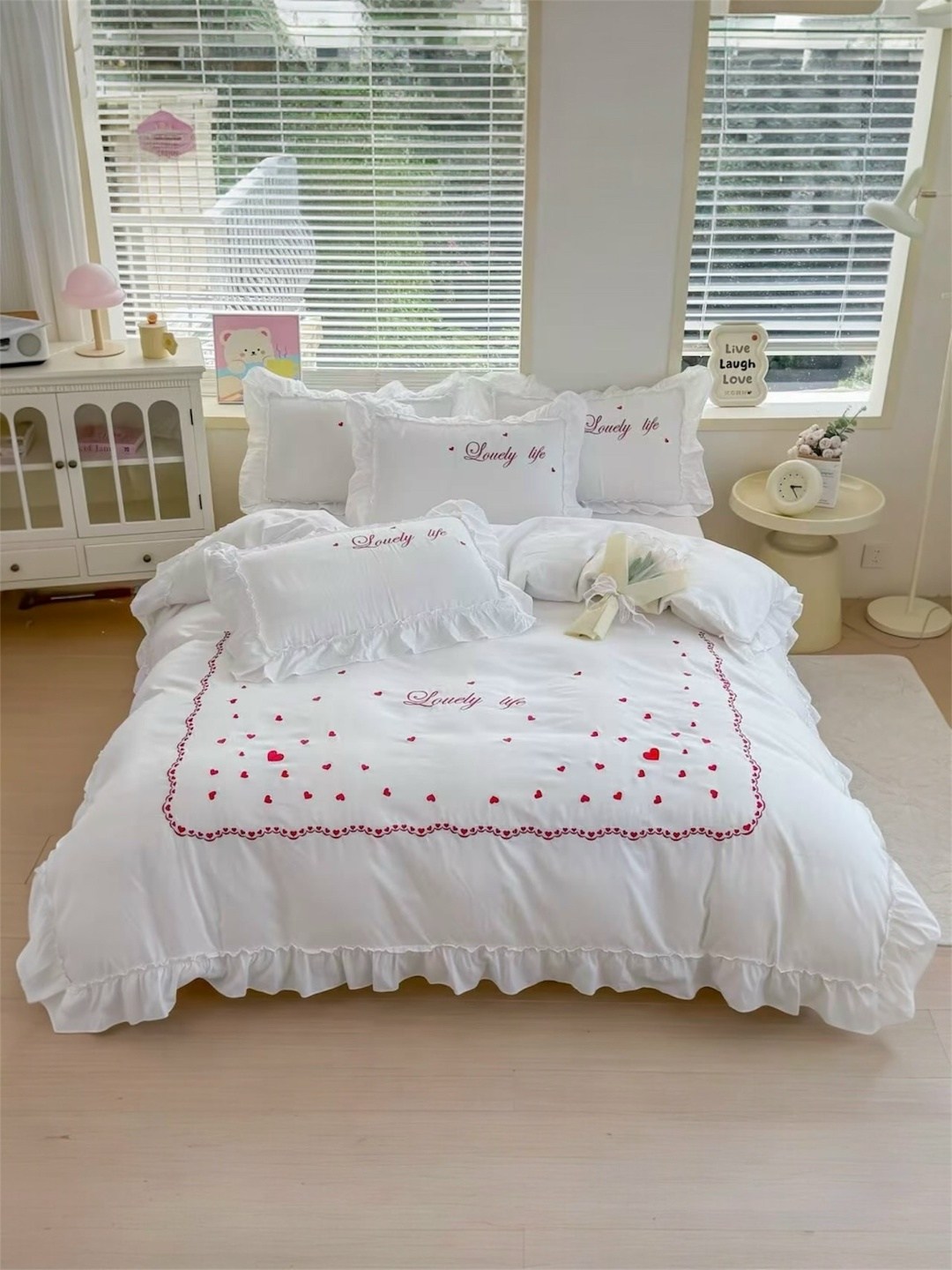 постельное белье с рюшами и вышивкой евро angelo custode,комплект постельного белья,постельное белье,комплект постельного белье евро,постельное белье с рюшами