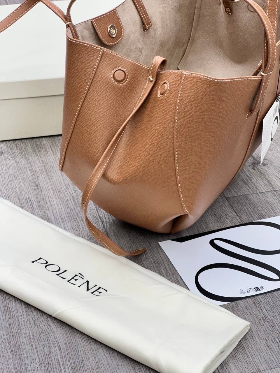 polene коричневая кожаная сумка тоут,polene коричневая кожаная сумка тоут для женщин,polene коричневая кожаная сумка тоут cyme для женщин,сумка,сумка polene