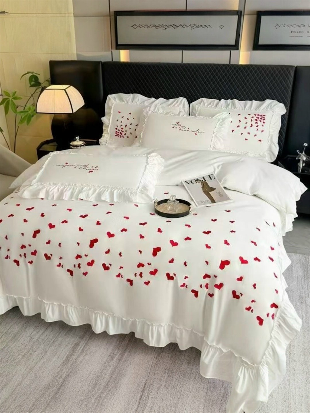 постельное белье с рюшами и вышивкой евро angelo custode,комплект постельного белья,постельное белье,комплект постельного белье евро,постельное белье с рюшами