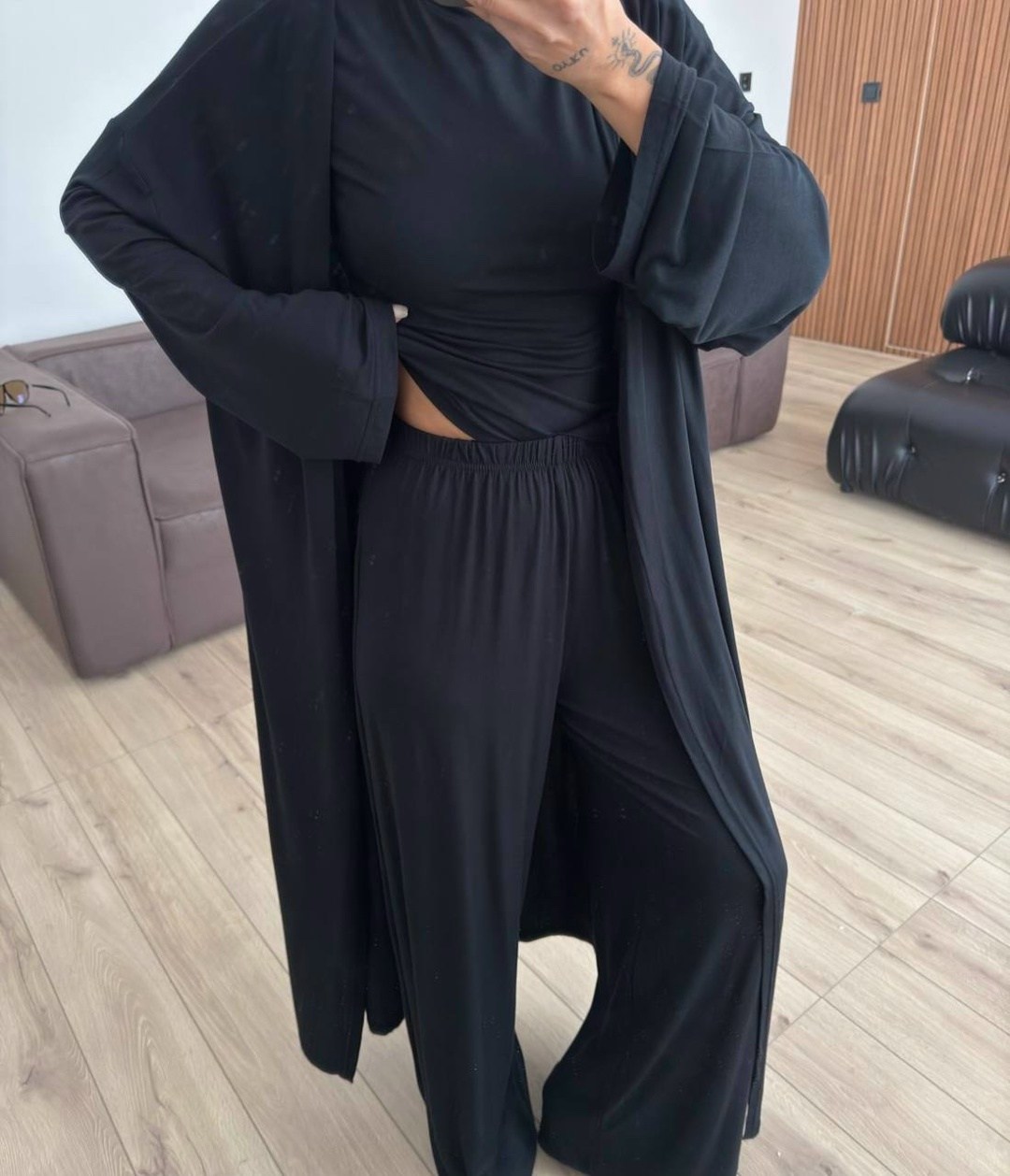 костюм тройка (кардиган + топ + брюки),костюм тройка (кардиган + топ + брюки) цвет черный,костюм тройка (топ, штаны, кардиган ),костюм с брюками,костюм тройка женский