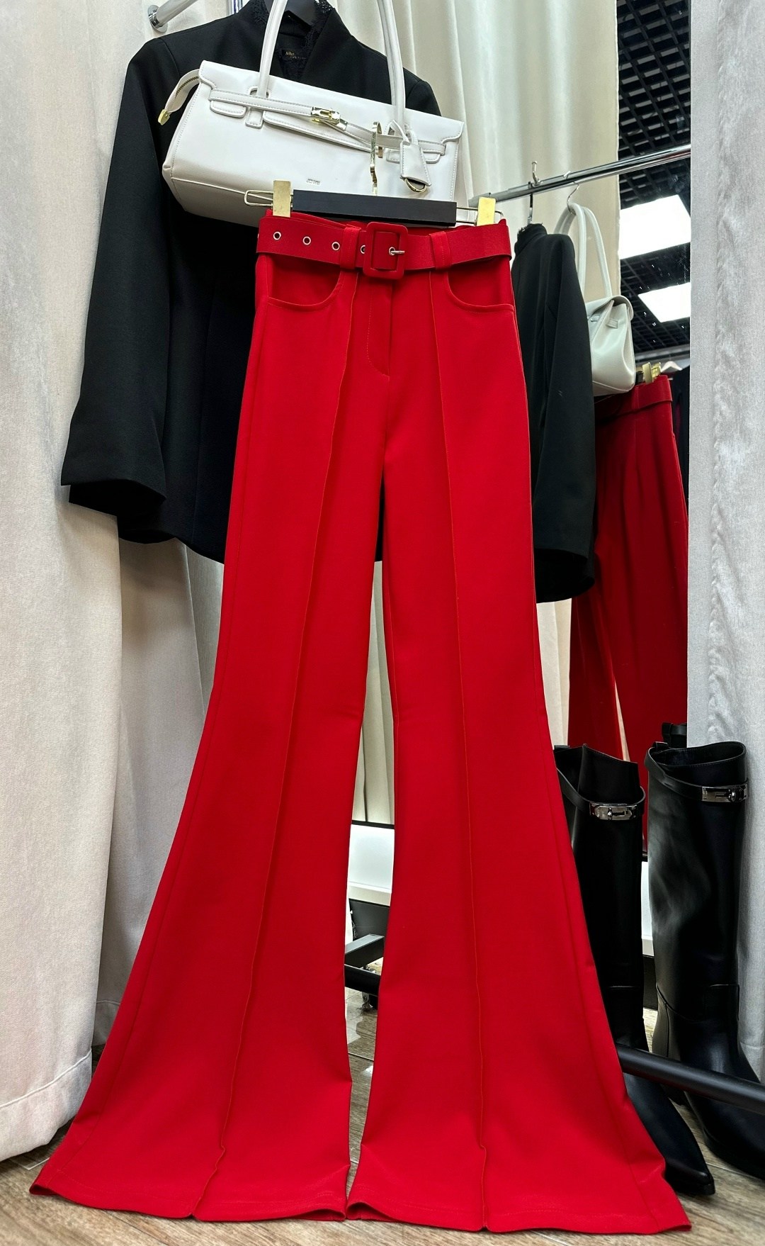 классические брюки,женские брюки,клеш брюки,клёш брюки женские,красный брюки клеш