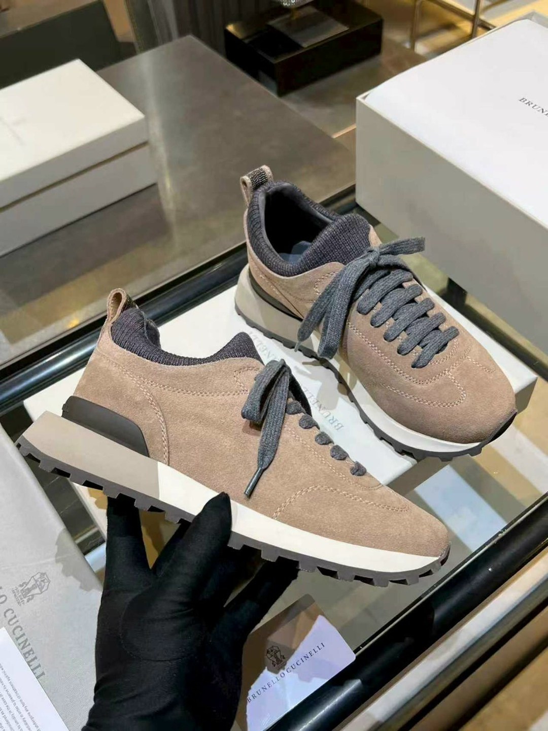 кроссовки brunello cucinelli замшевые,,женские замшевые кроссовки brunello cucinelli monili premium - brown,кроссовки замшевые,brunello cucinelli кроссовки
