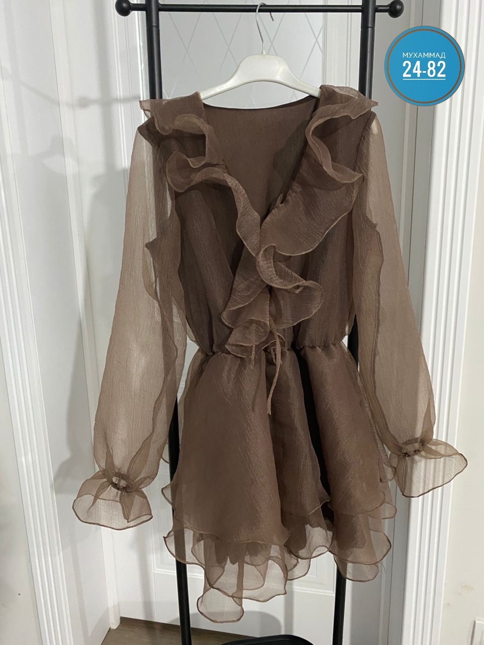 платье женское коричневое,платье с рюшами,платье шифоновое,платье,шифоновое платье с оборками