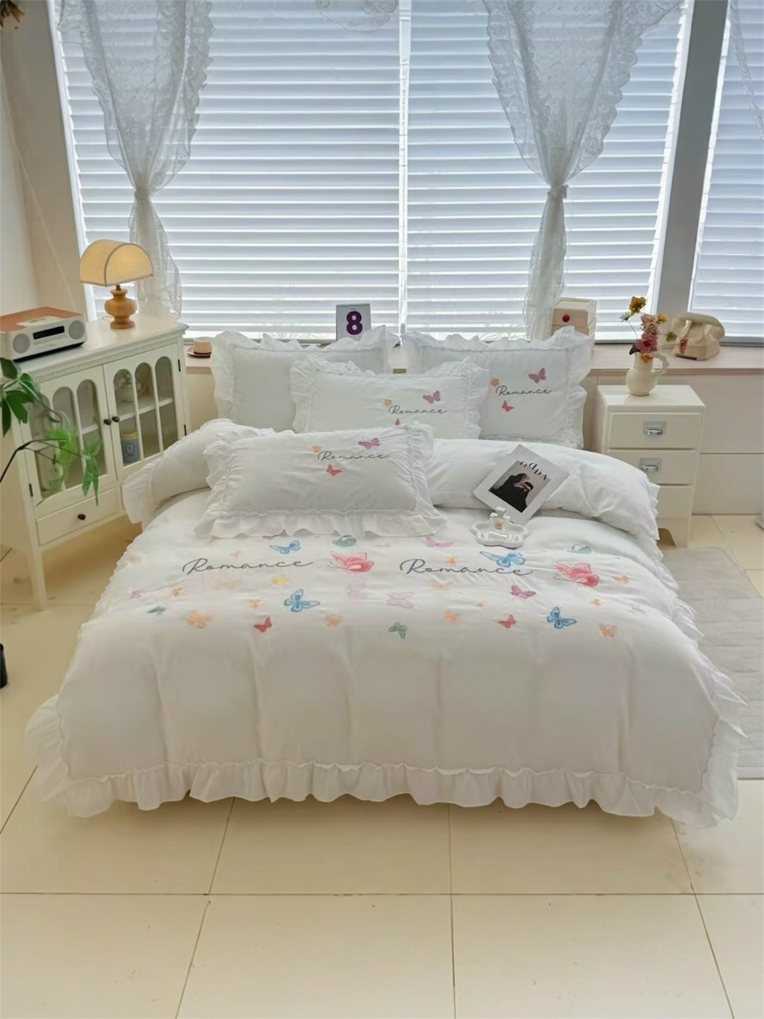 постельное белье с рюшами и вышивкой евро angelo custode,комплект постельного белья,постельное белье,комплект постельного белье евро,постельное белье с рюшами