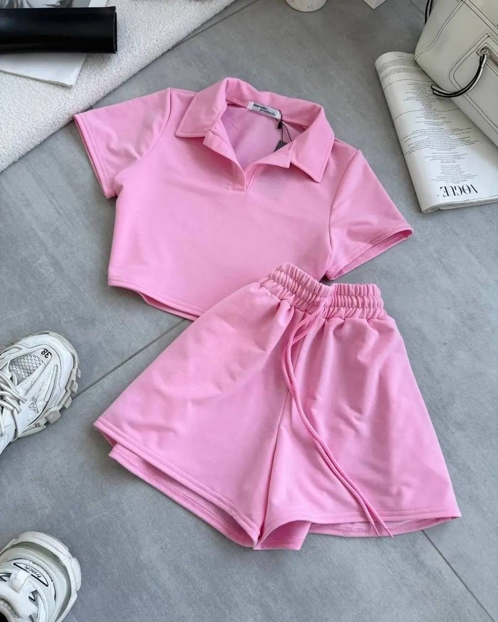 костюм с шортами и футболкой поло летний insomand,трикотажные костюмы,костюм шортами,костюм,костюм двойка женский