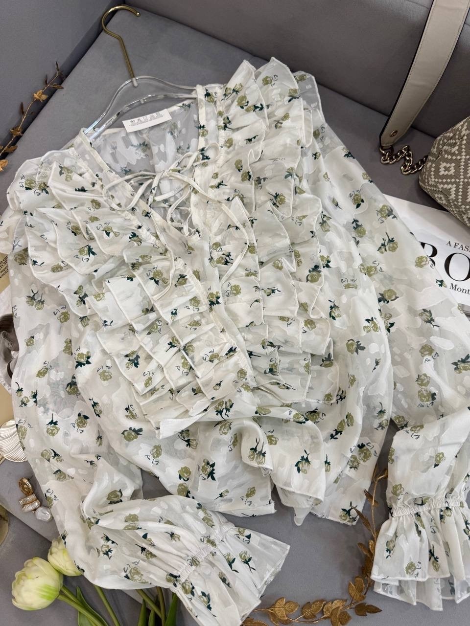 блуза с объемными рукавами,блуза,элегантная блузка,блузка с принтом,блузка с оборками