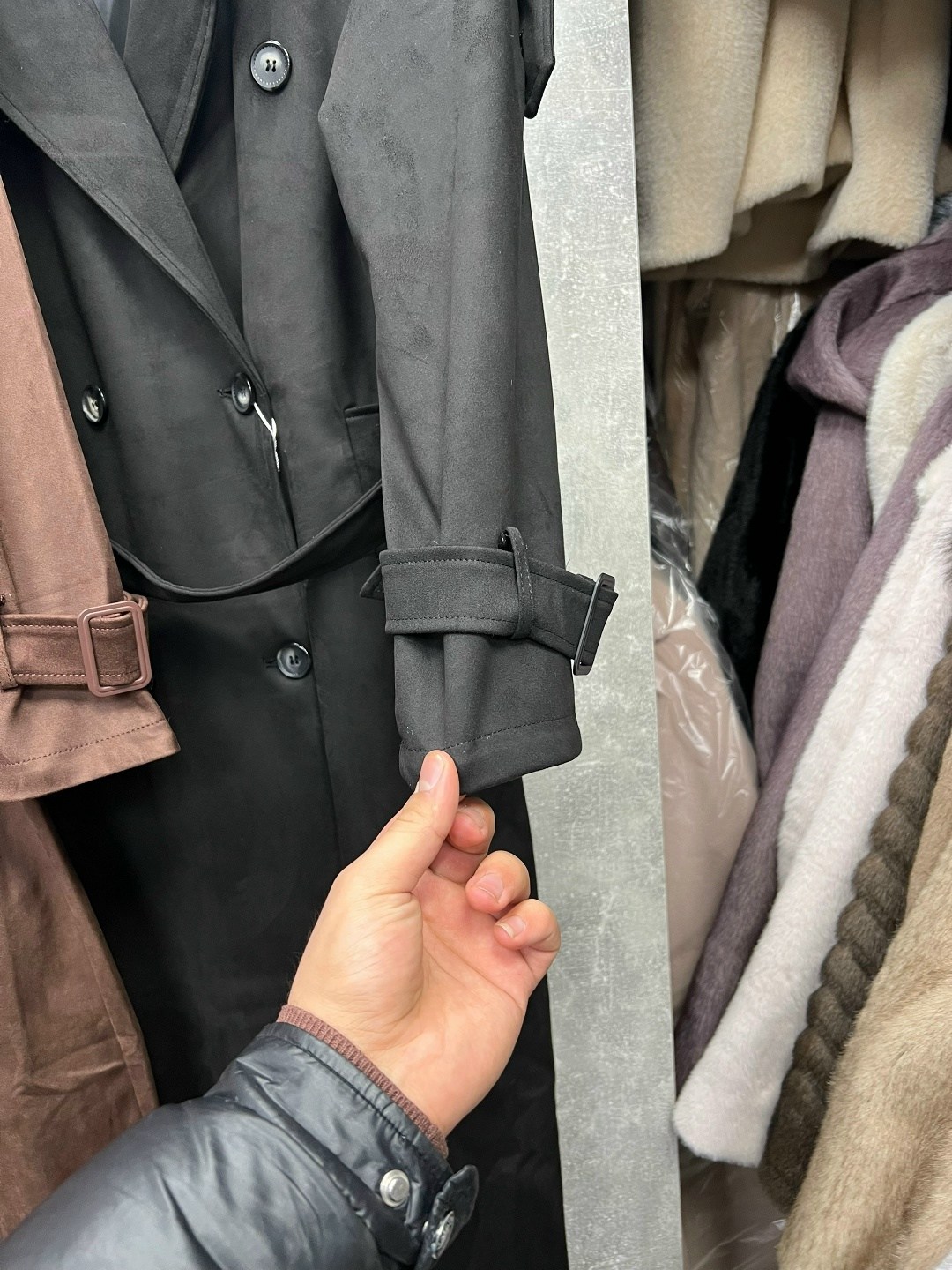 плащ тренч,тренч замшевый длинный tinaria,плащ тренч женский,тренч,тренч с поясом