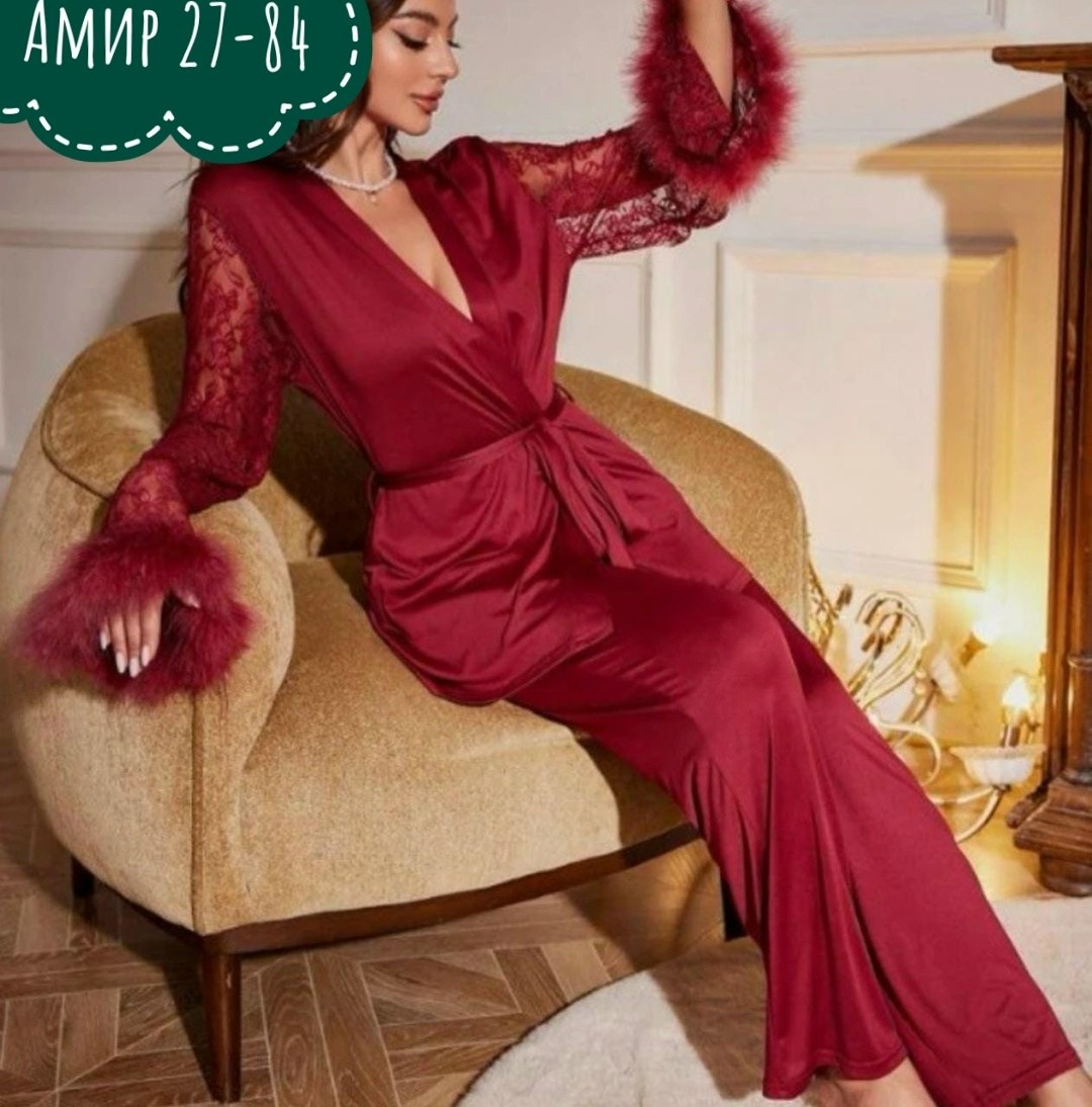 костюм одежда для дома,шелковый халат,атласный халат,комплект пижама,женская пижама