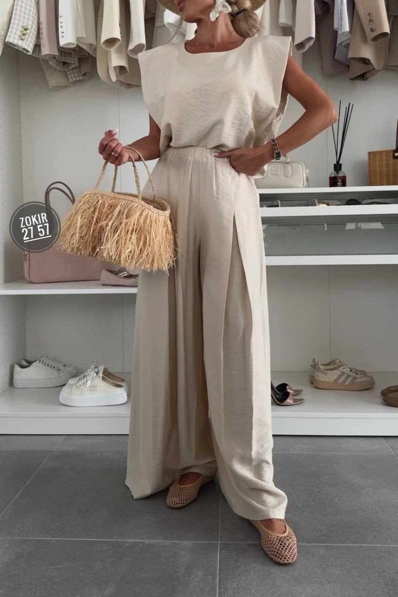 костюм с брюками,женский костюм с брюками,широкие брюки,костюм летний льняной с брюками палаццо и топом modero,летние костюмы