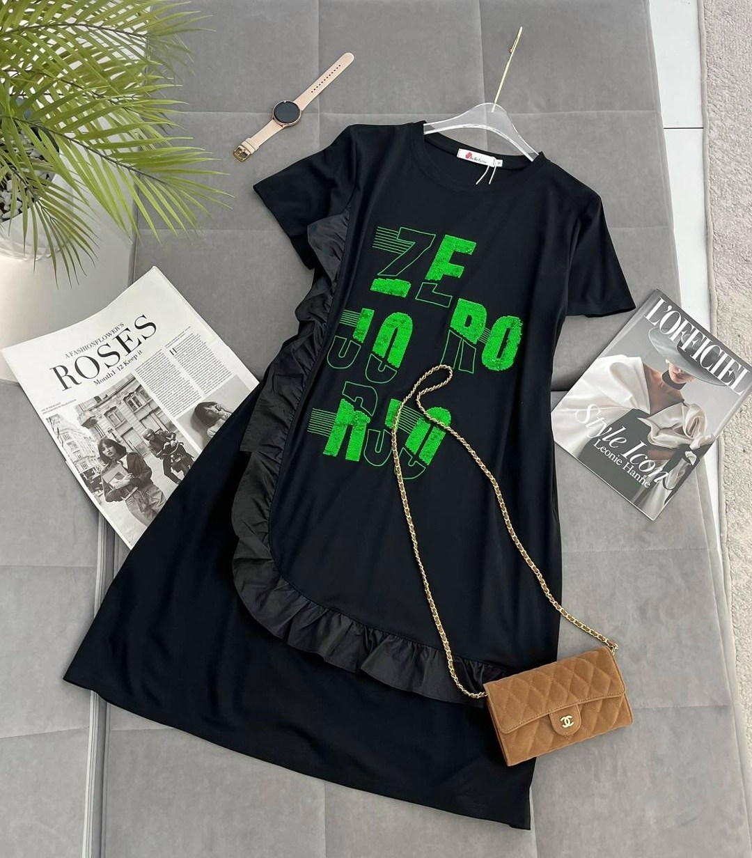 платье,платье футболка оверсайз с принтом afy brand,платье черное,модное платье,платье для девочек