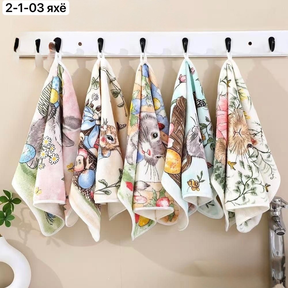 полотенце кухонное с кроликом,кухонные полотенца,полотенце полубанное/полотенце махровое с зайками 90*50см,полотенце,полотенце с кроликом